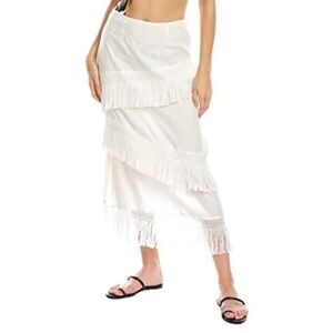 WeWoreWhat Linen White Fringe Skirt NWT